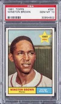 1961 Topps #391 Winston Brown Rookie Card - PSA GEM MT 10 - Pop. 1 of 1!